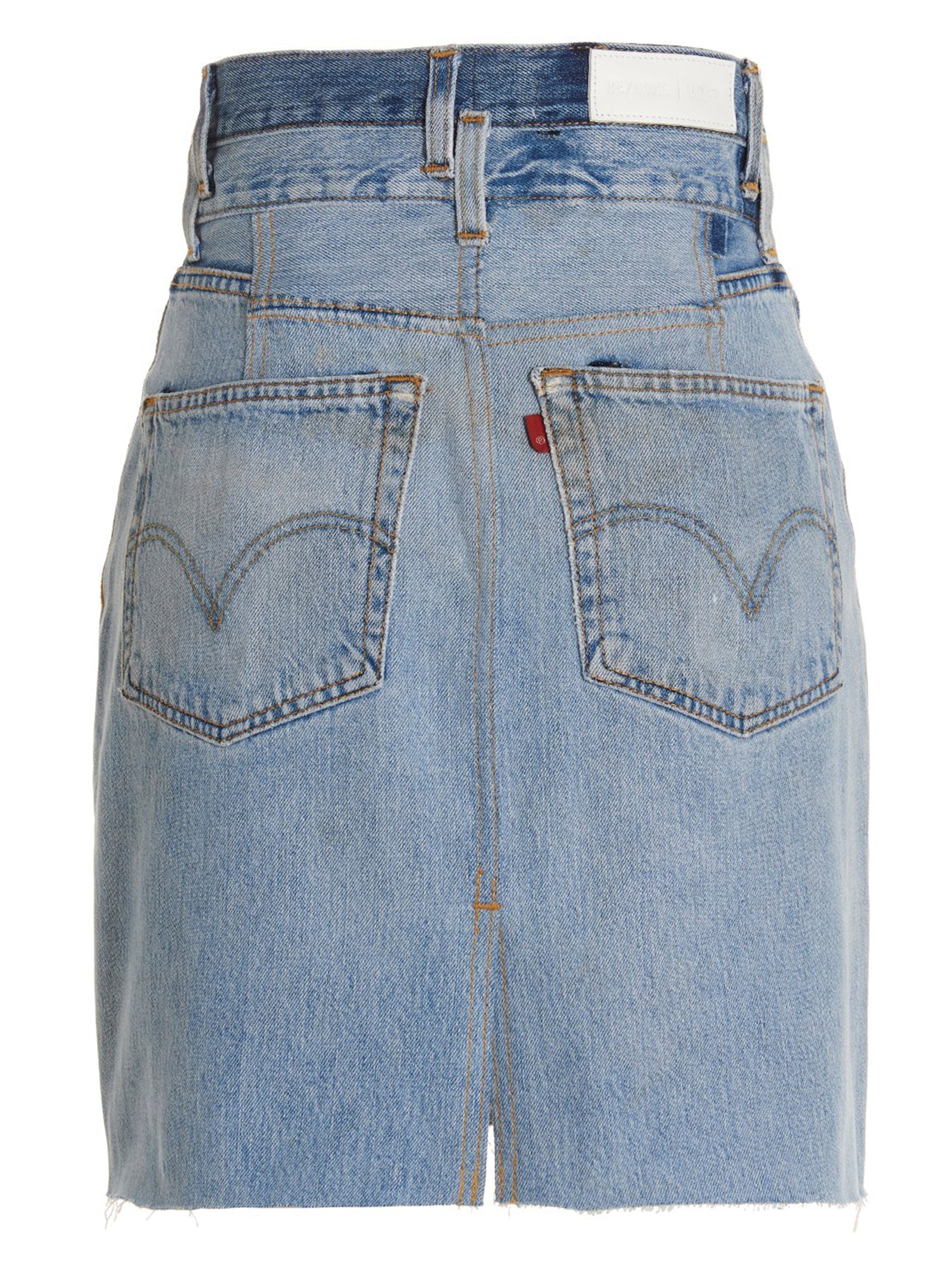 Double Waisted Pencil Re Done x Levis skirt Blue Cotton