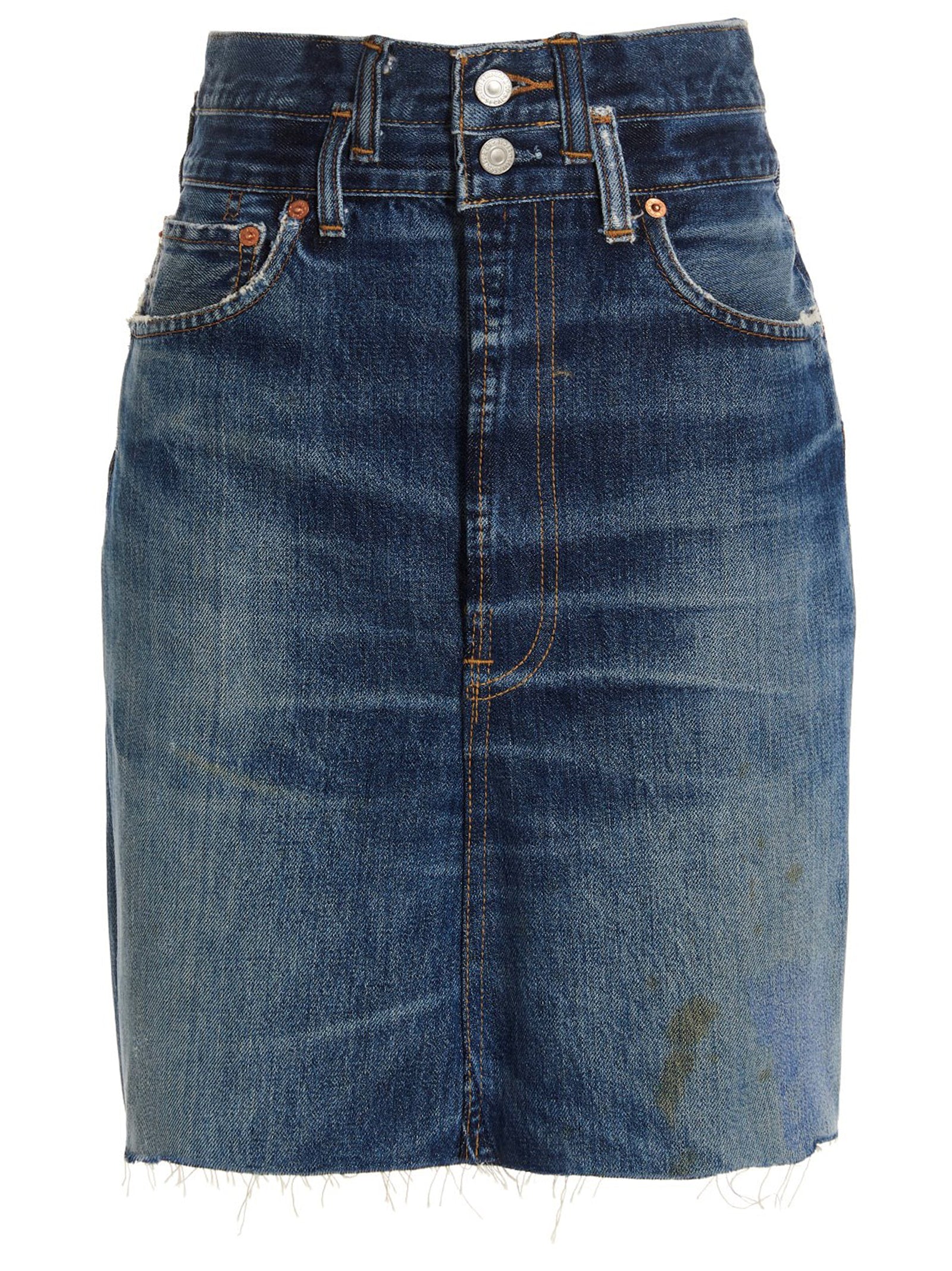 Double Waisted Pencil Re Done x Levis skirt Blue Cotton
