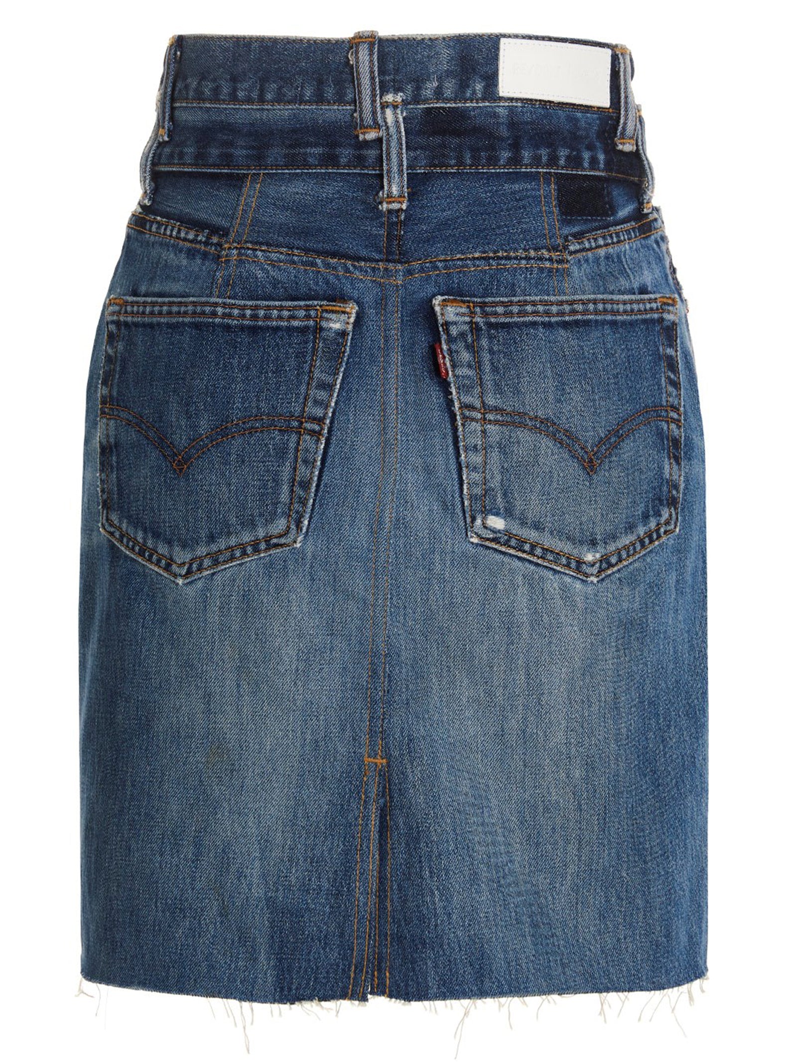 Double Waisted Pencil Re Done x Levis skirt Blue Cotton