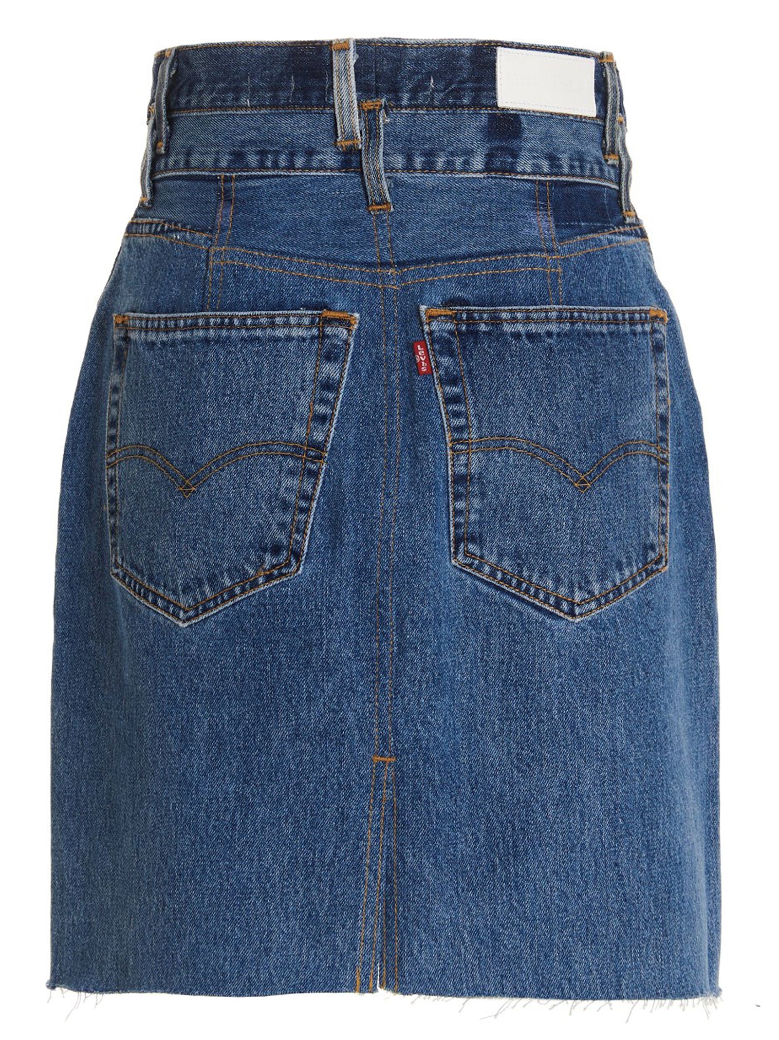 Double Waisted Pencil Re Done x Levis skirt Blue Cotton
