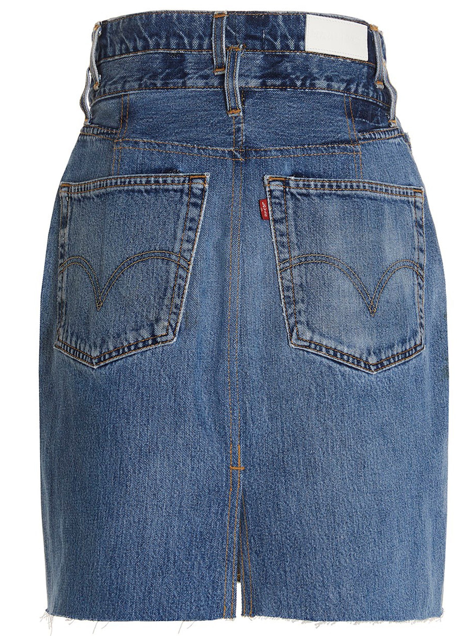 Double Waisted Pencil Re Done x Levis skirt Blue Cotton