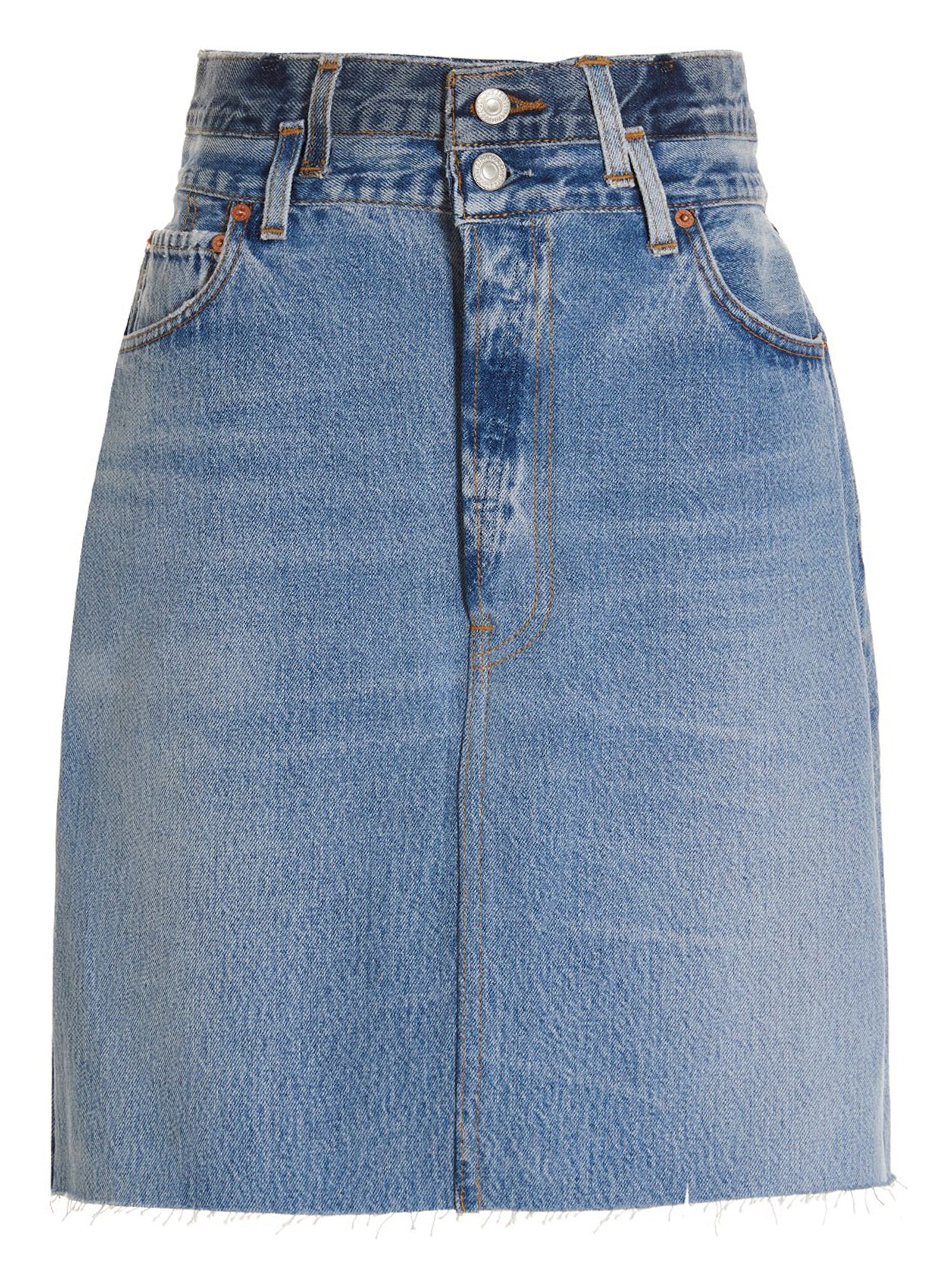 Double Waisted Pencil Re Done x Levis skirt Blue Cotton