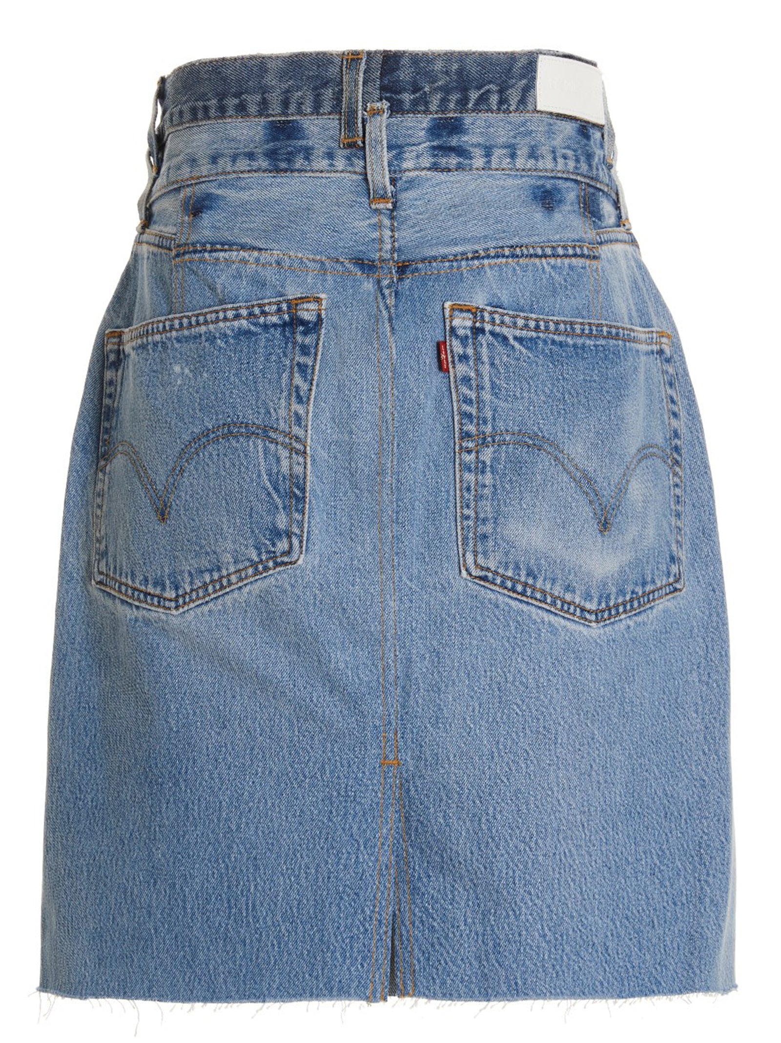 Double Waisted Pencil Re Done x Levis skirt Blue Cotton