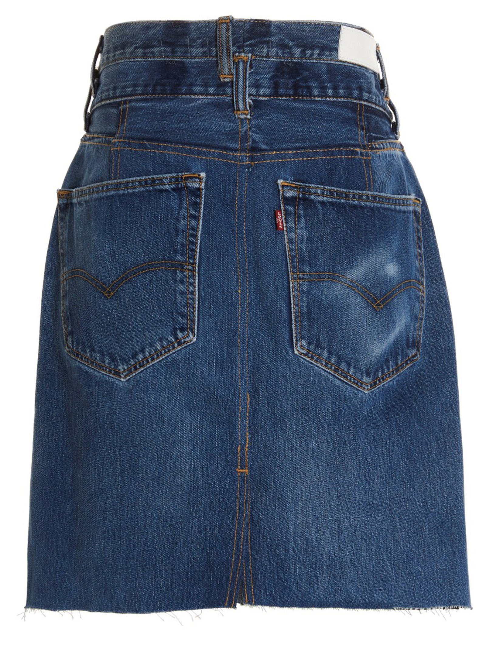 Double Waisted Pencil Re Done x Levis skirt Blue Cotton