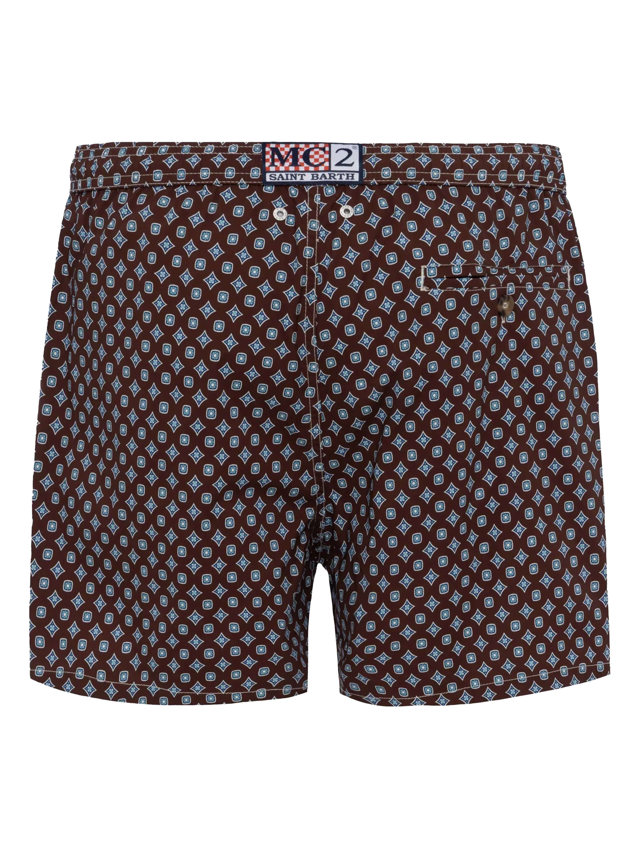 Comfort Light Swim Shorts With Tie Print Brown Swimshort