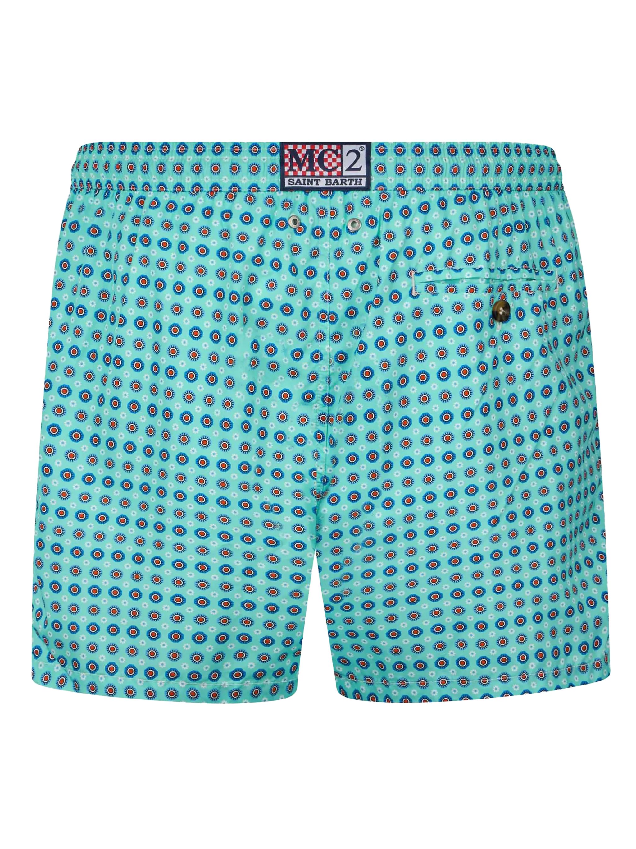 Man Lightweight Fabric Swim-Shorts Lighting Micro Fantasy With Tie Print Green Swimshort
