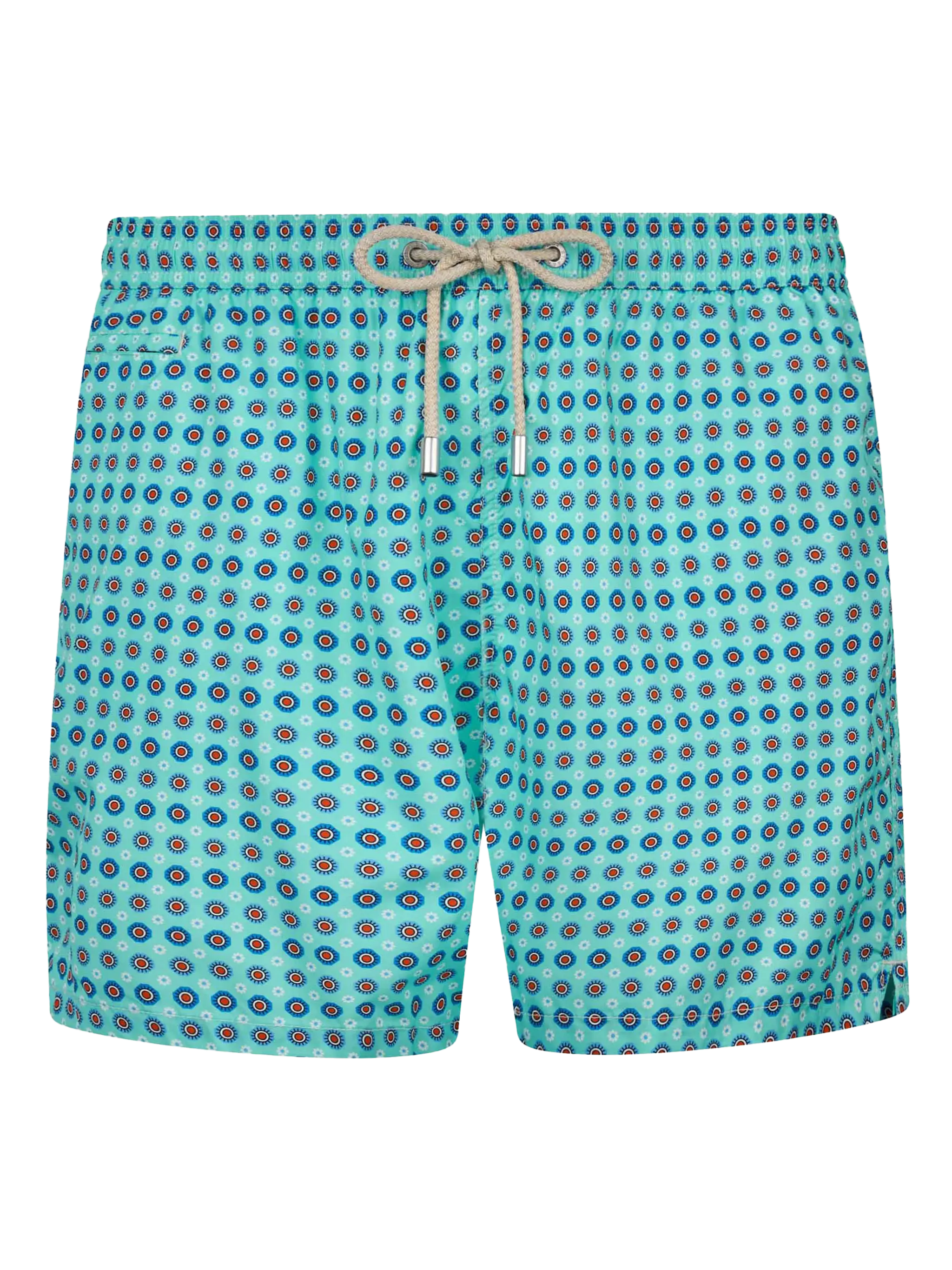 Man Lightweight Fabric Swim-Shorts Lighting Micro Fantasy With Tie Print Green Swimshort