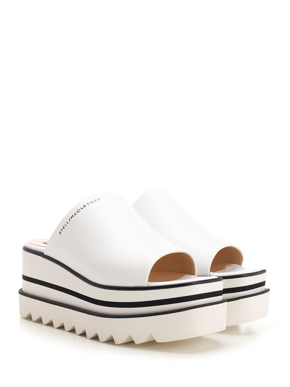 Elyse Wedge Mules White Lin: Polyurethane Sandal