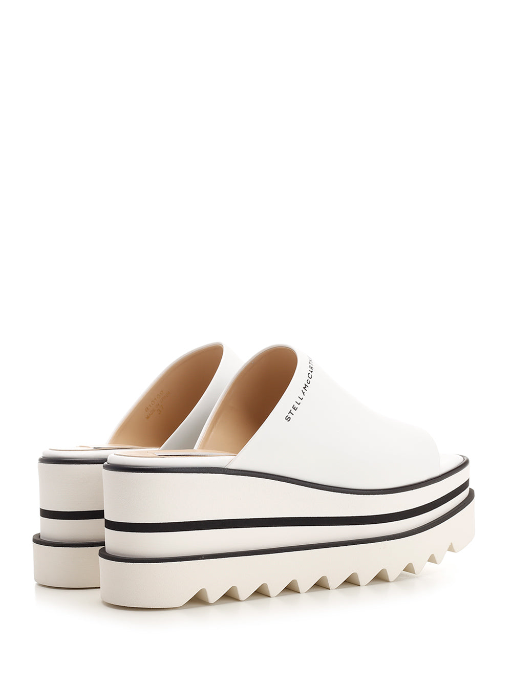 Elyse Wedge Mules White Lin: Polyurethane Sandal