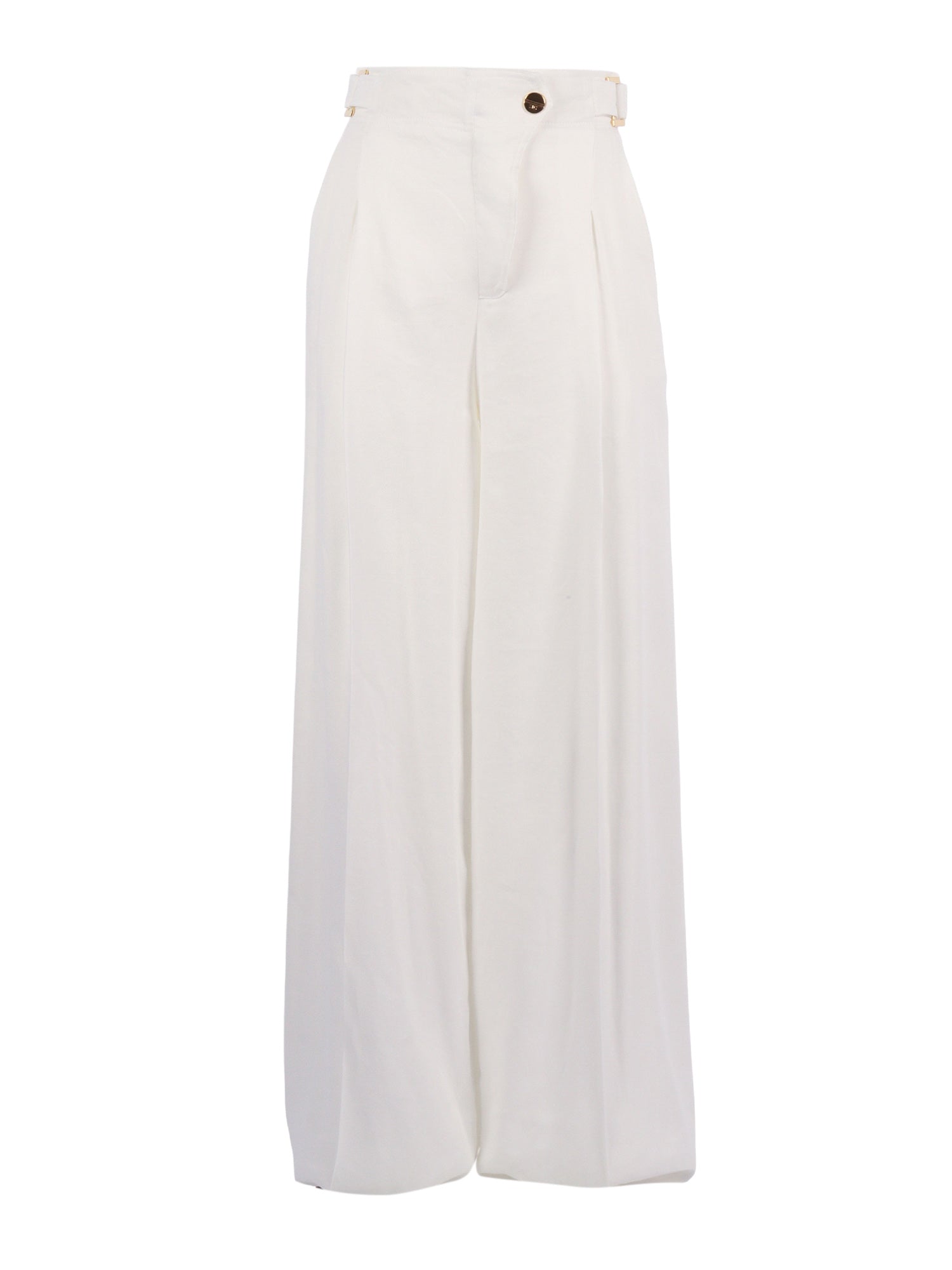Trousers White Linen Viscose Elastane