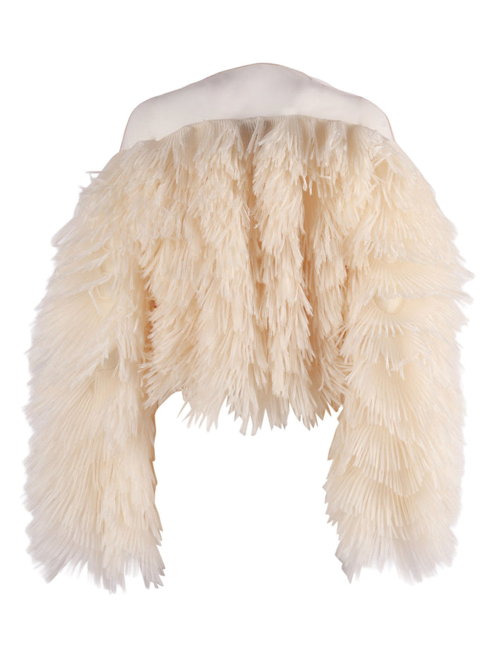 Embroidered Jacket White Polyamide