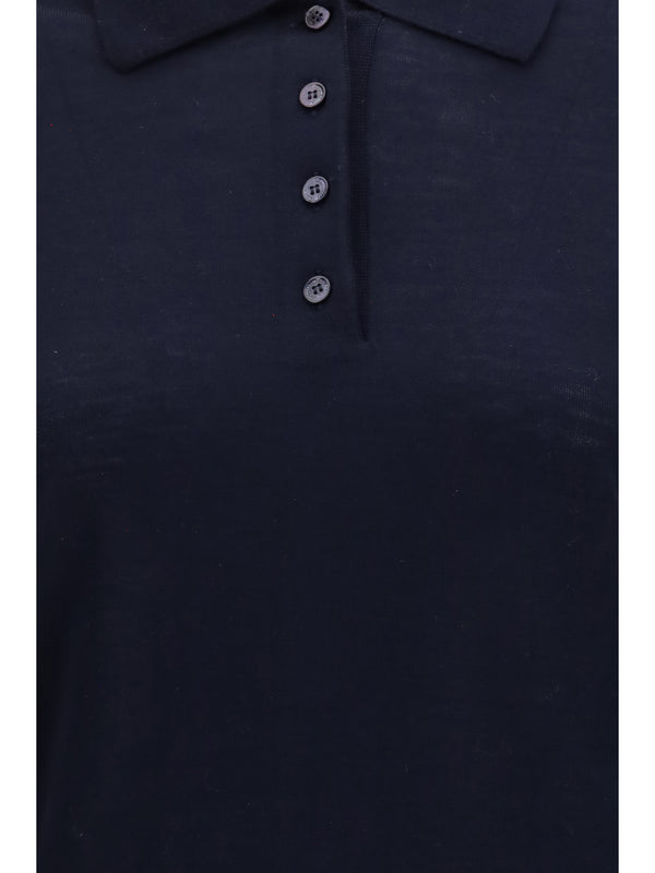 Polo Shirt Merino Wool Navy Knitwear