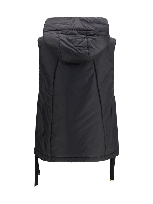 Vest Hooded Padded Black Canvas Outer: Polyamide Puffer Jackets