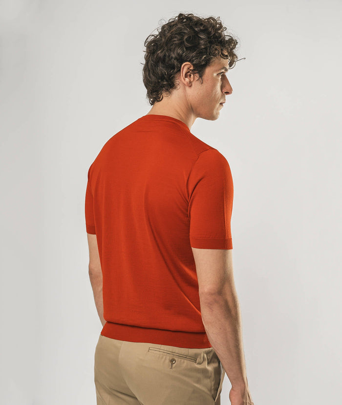 Wool T-Shirt Mentone Navy Round Neck