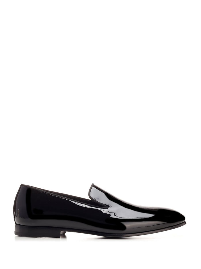 Shiny Black Slip-On Upper: Leather; Sole: Leather Loafers
