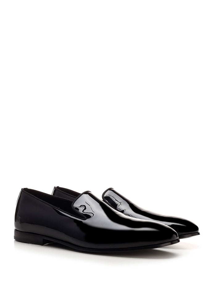 Shiny Black Slip-On Upper: Leather; Sole: Leather Loafers