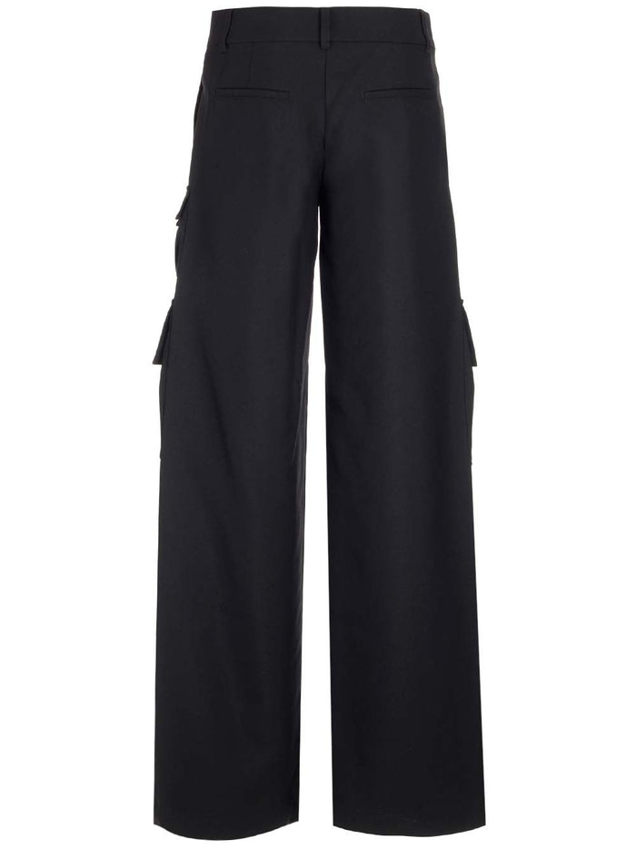 Black cargo pants Fabric Virgin Wool Trousers