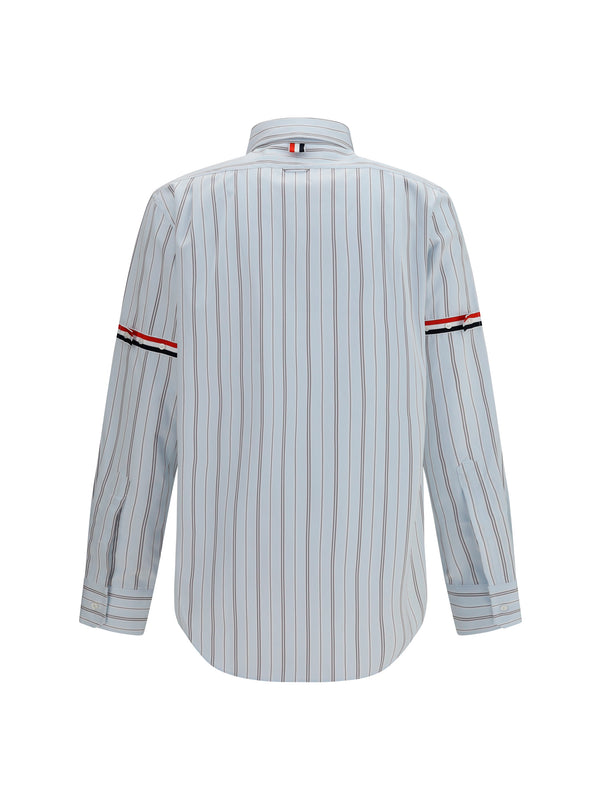 Shirt Fine-Striped Grosgrain Poplin Medium Grey Cotton