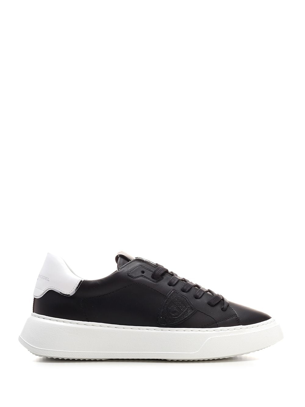 Black Temple Sneaker With White Heel Tab