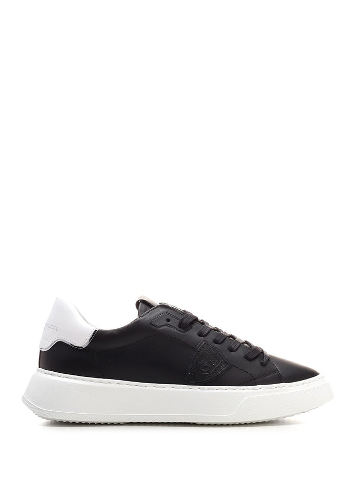 Black Temple Sneaker With White Heel Tab
