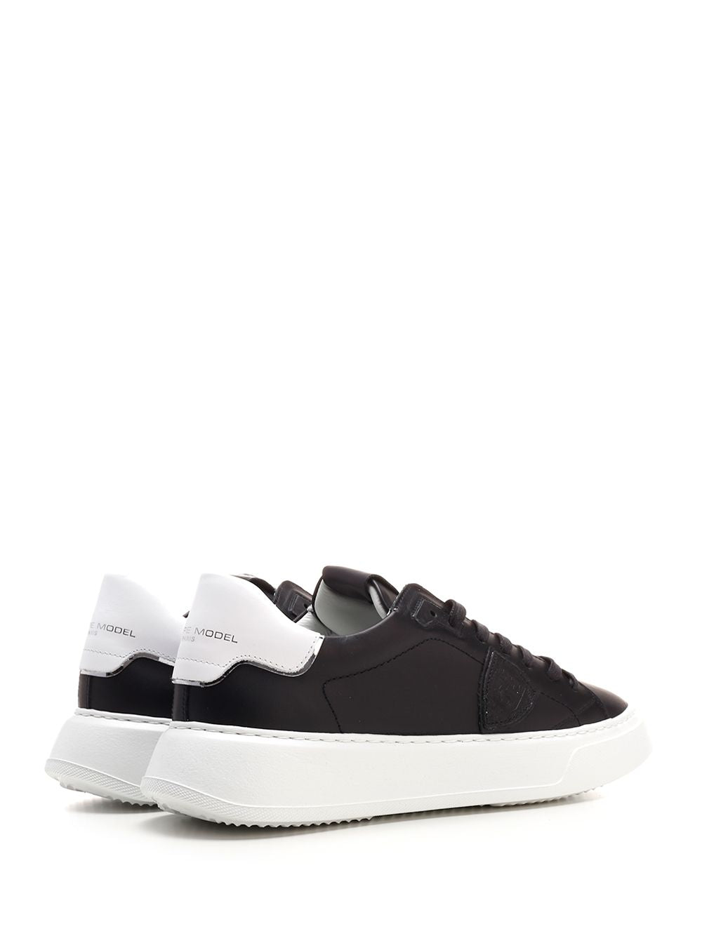 Black Temple Sneaker With White Heel Tab