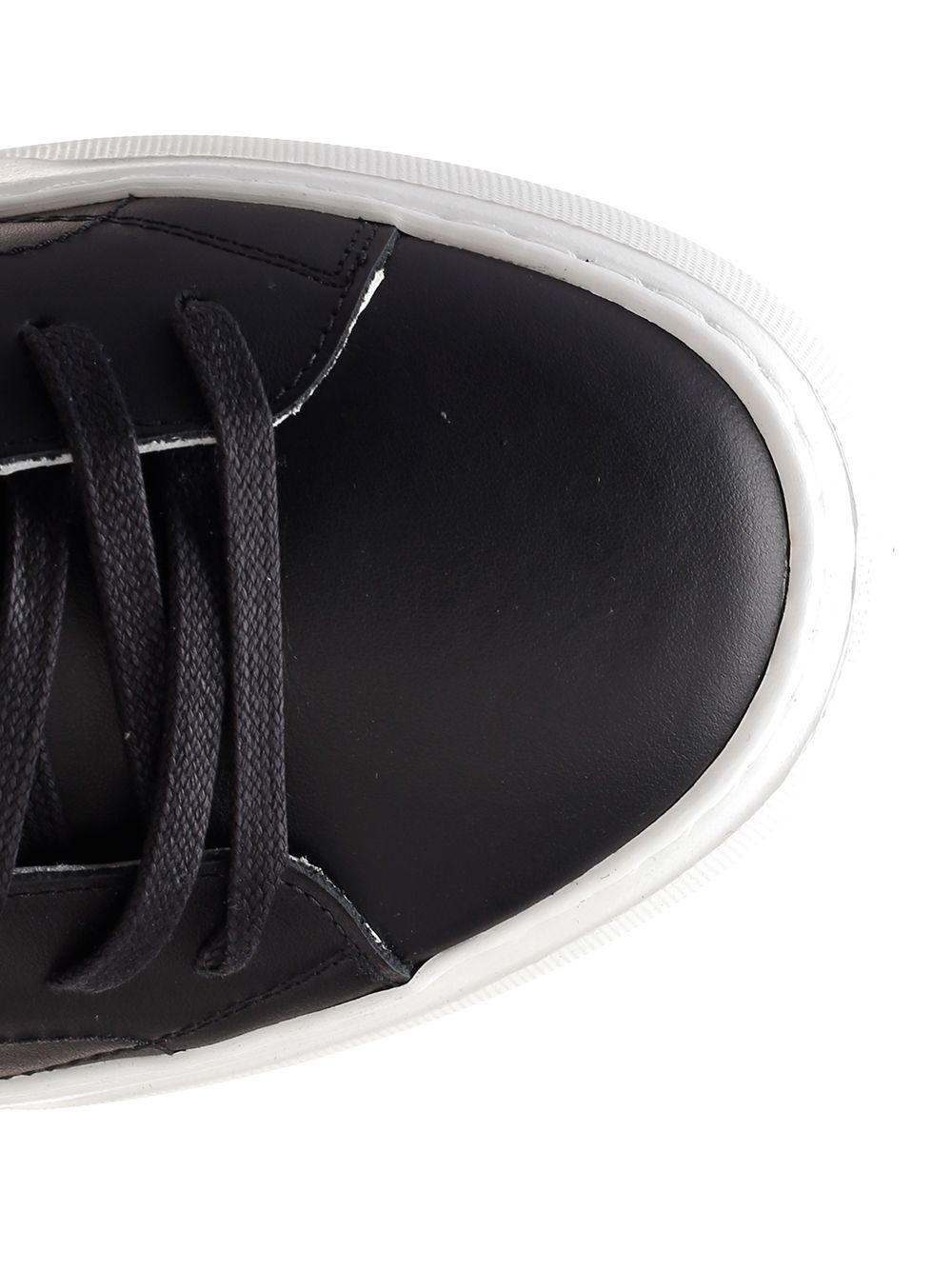 Black Temple Sneaker With White Heel Tab