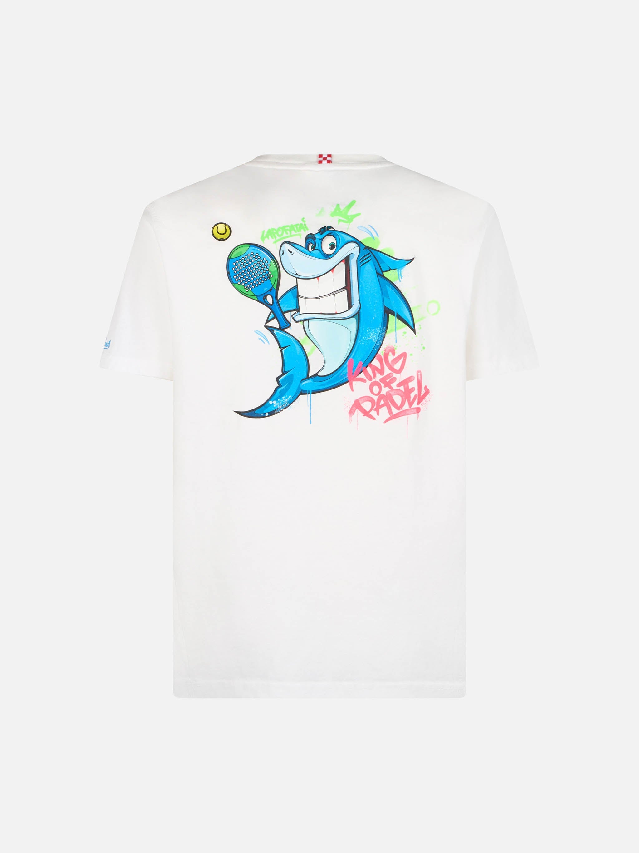 Boy Cotton T-Shirt With Cryptopuppets Shark Print | Special Edition White