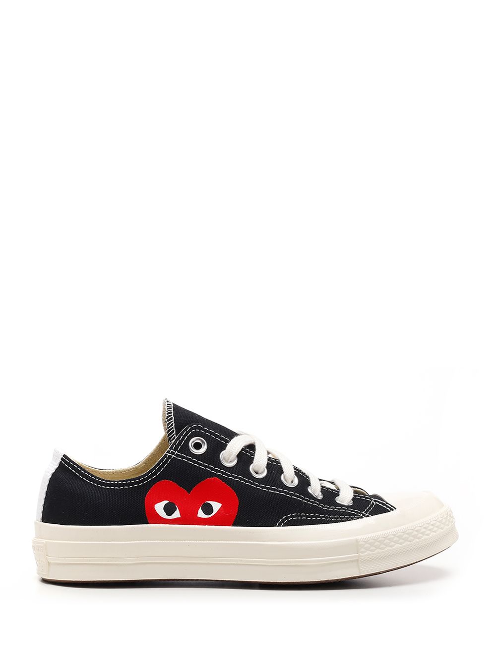 Black Low-Top Converse With Red Heart Upper: Cotton; Sole: Rubber Sneaker