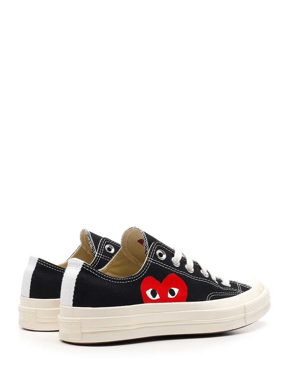 Black Low-Top Converse With Red Heart Upper: Cotton; Sole: Rubber Sneaker