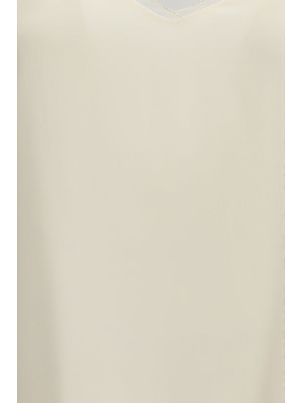 Spaghetti Strap Top Filo Diamante Cream Acetate Tops