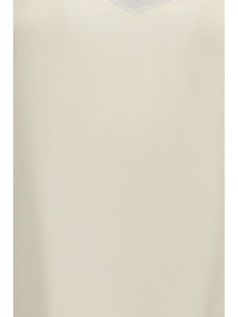 Spaghetti Strap Top Filo Diamante Cream Acetate Tops
