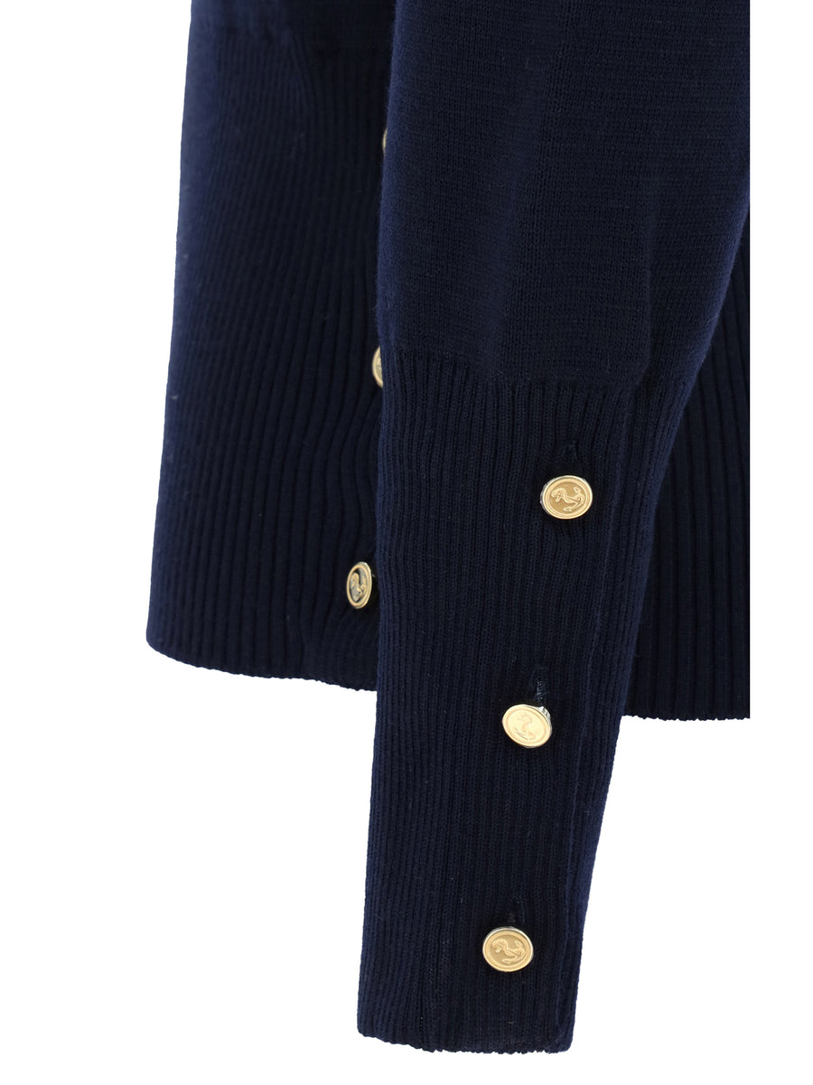 Sweater Virgin Wool Navy Fleece