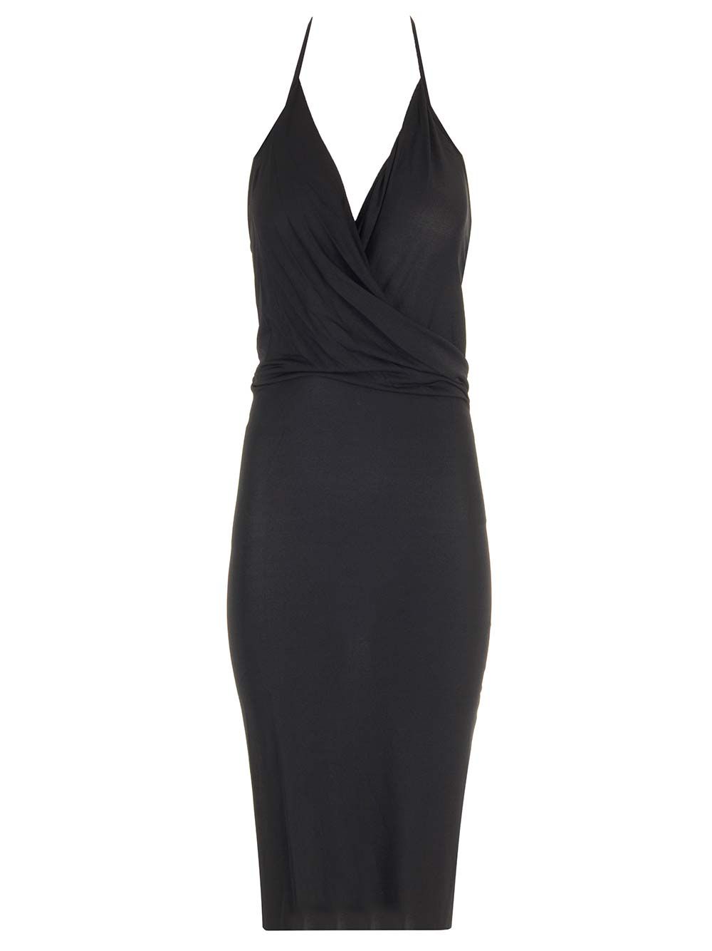 Stretch jersey midi dress Black . Viscose + Nylon Elastane