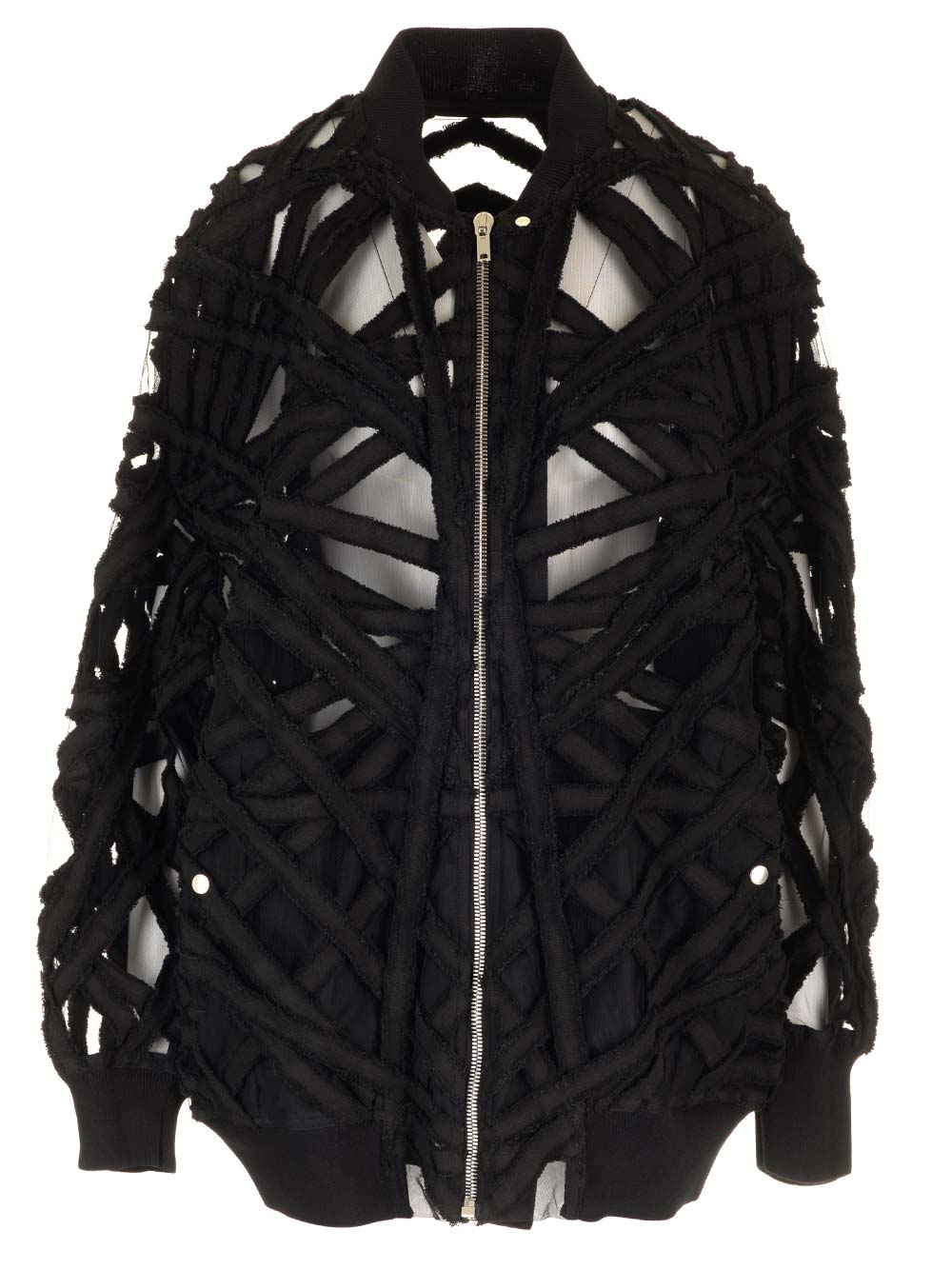 Cropped Jacket Denim And Tulle Black