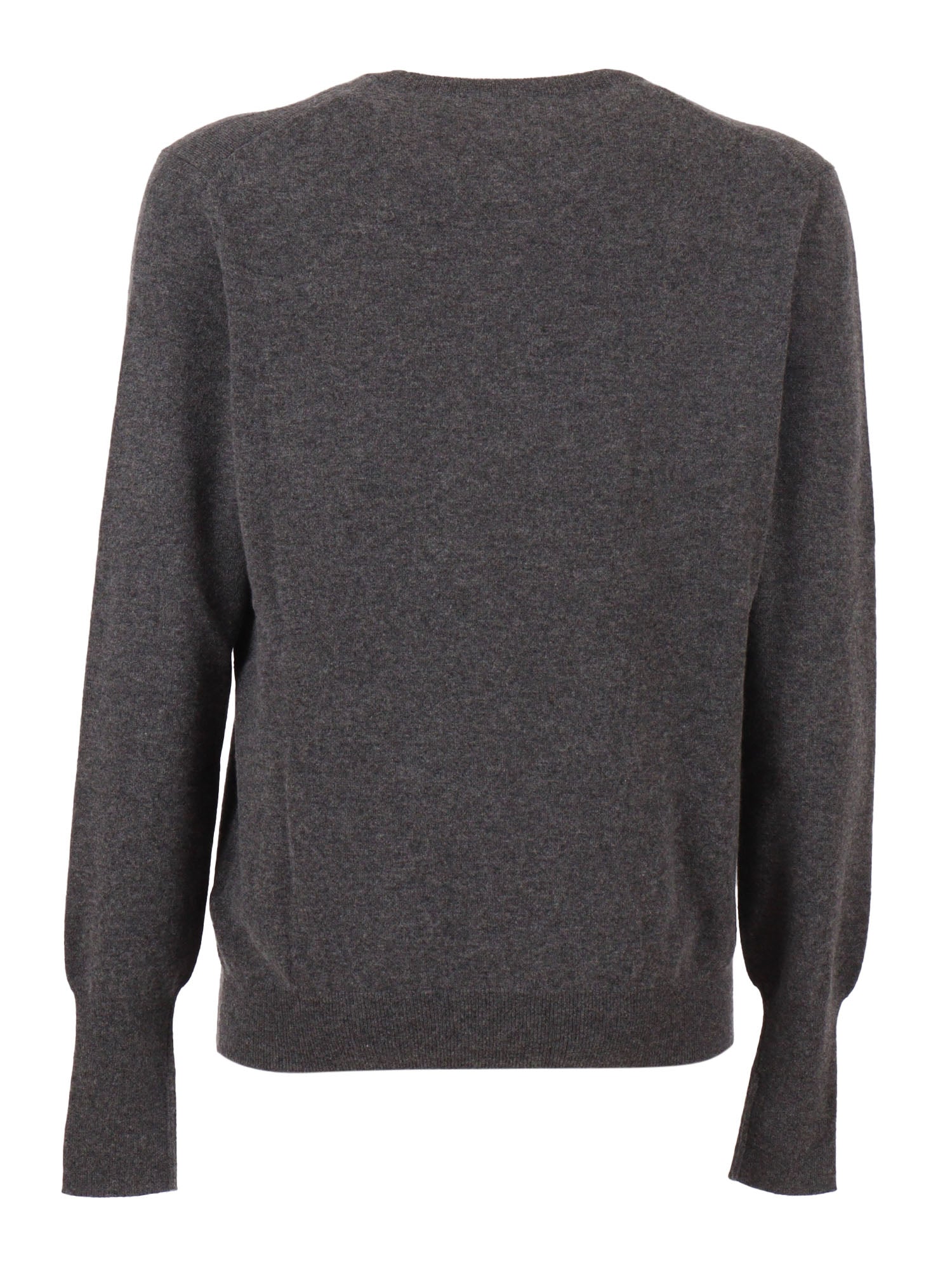 R Neck Pullover Grey Cashmere Crewneck