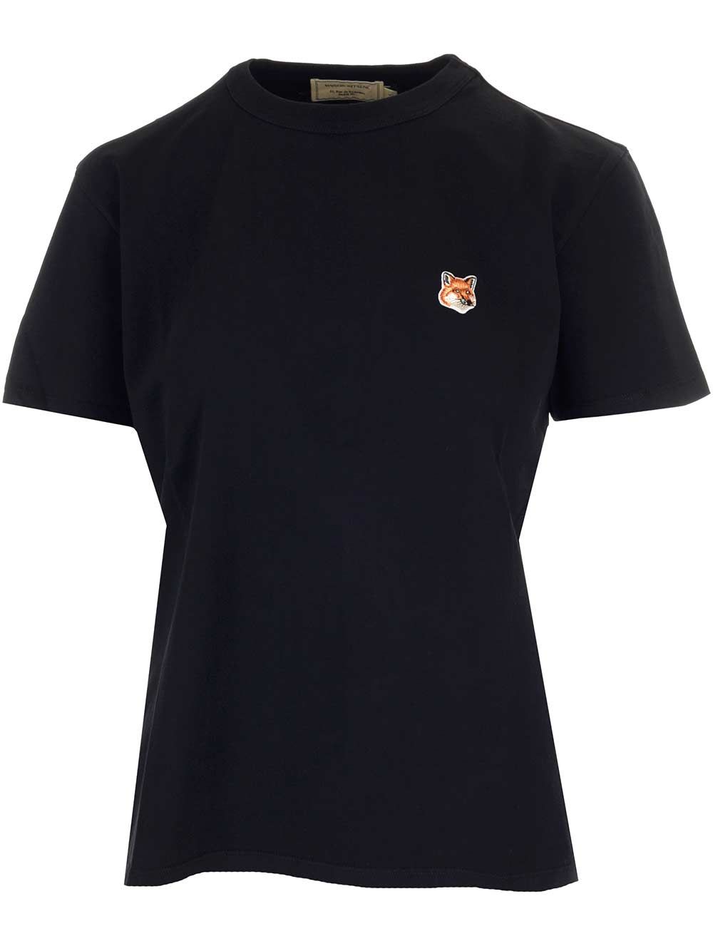 White t-shirt with baby fox patch Black