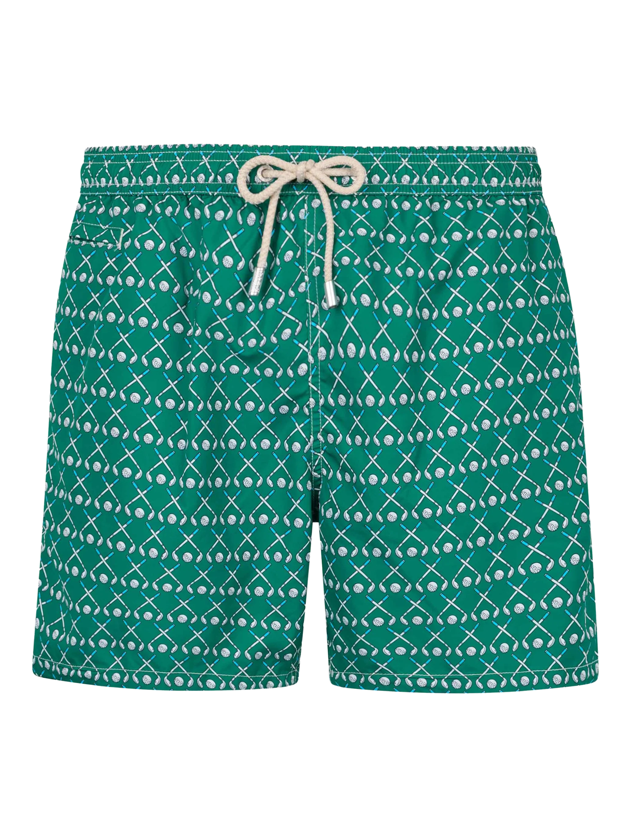 Man Lightweight Fabric Swim-Shorts Lighting Micro Fantasy With Golf Print Green Swimshort