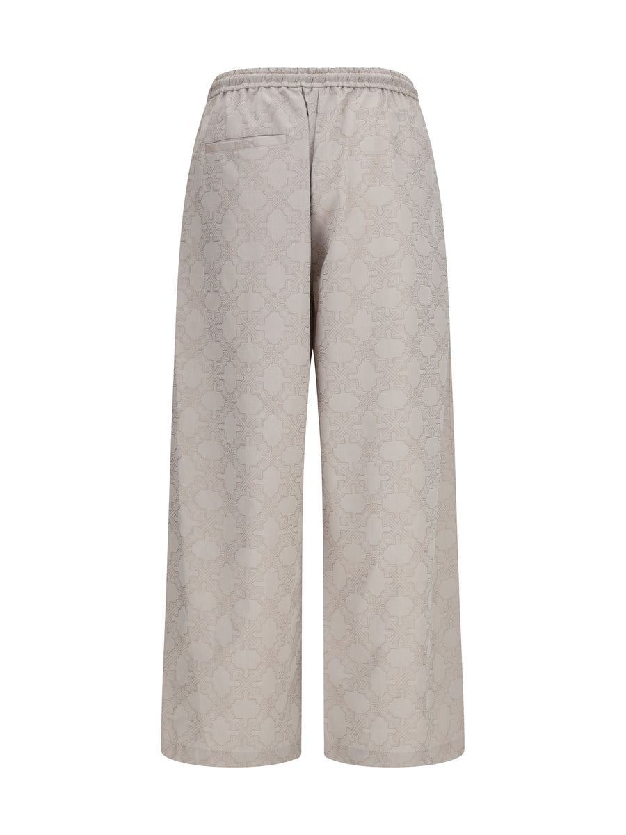 Trousers Arrow All-Over Monogram Beige Cotton