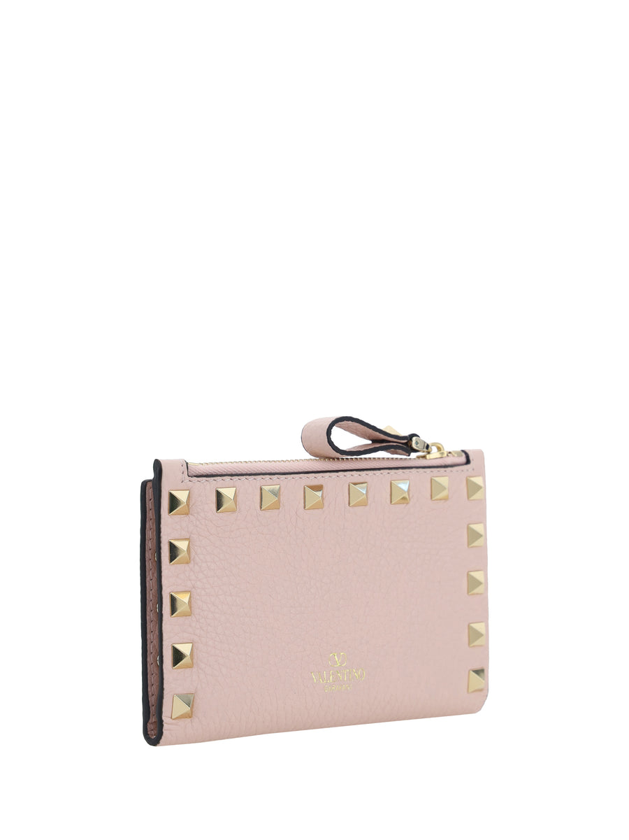 Coin Purse Card Case Rockstud Rose Quartz Calf Leather Wallets & Purses