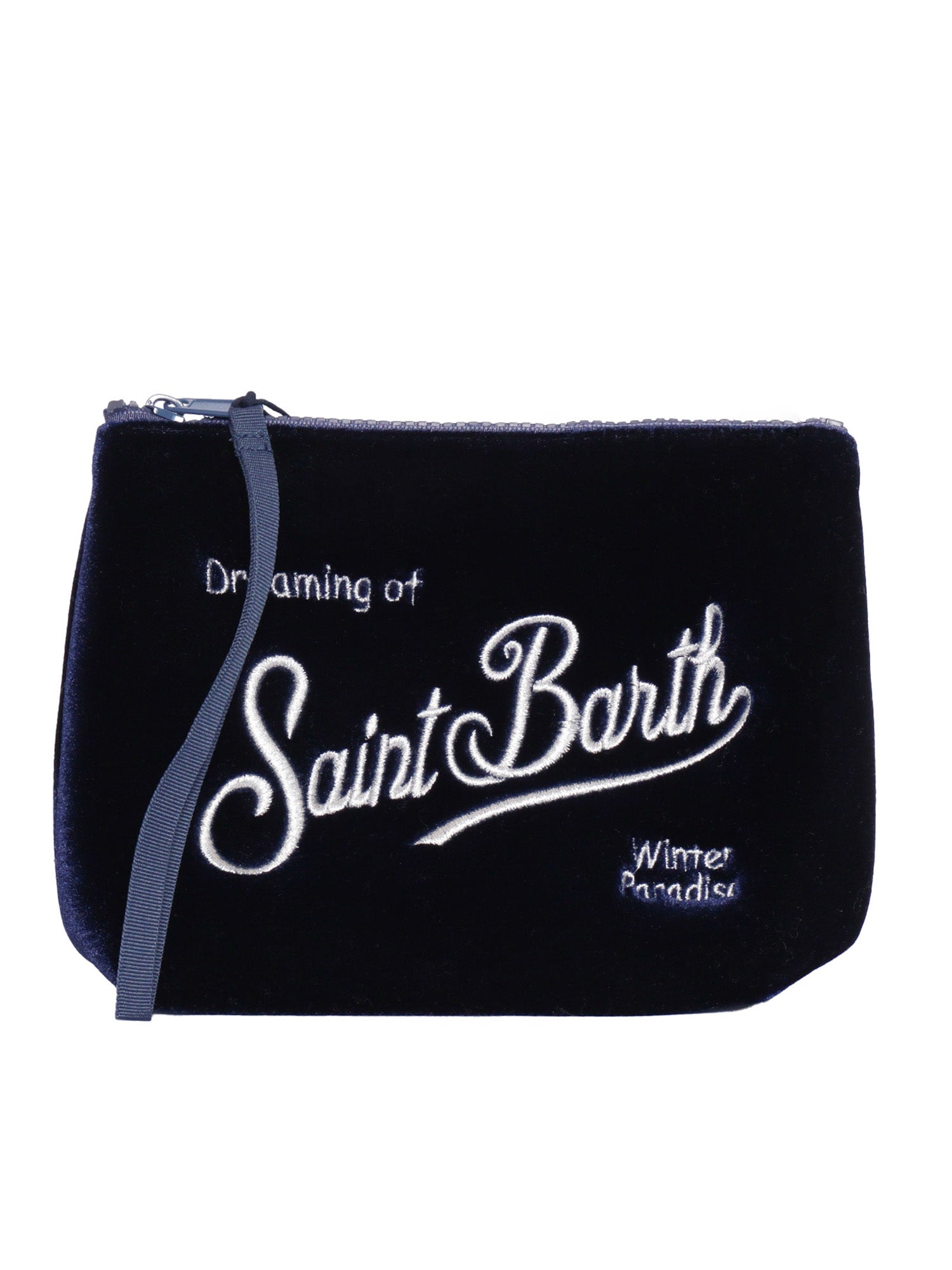 ALINE VELVET-61 EMB Blue Sbr Polyester Clutch Bags