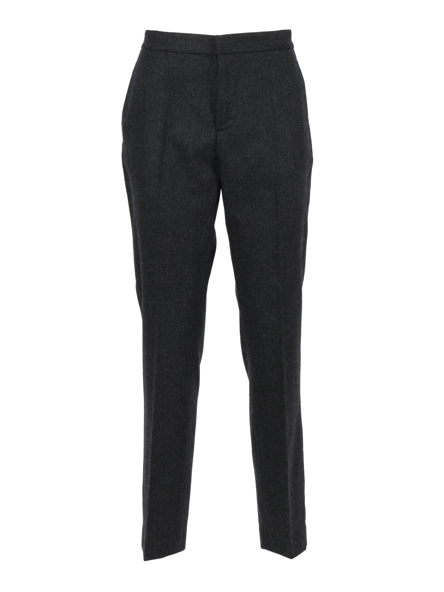 Flannel Regular Fit Trousers With Filo Diamante Detail Grey Virgin Wool Cashmere Elastane
