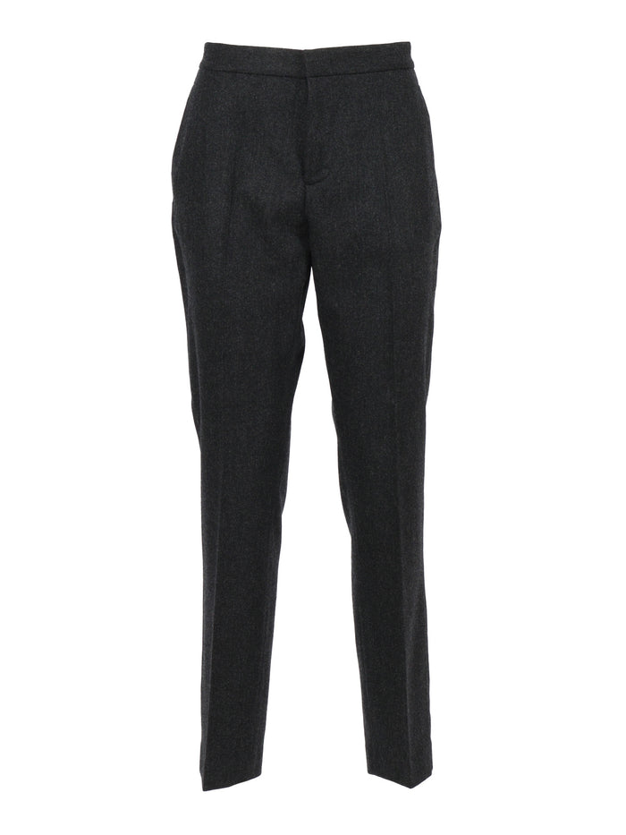 Flannel Regular Fit Trousers With Filo Diamante Detail Grey Virgin Wool Cashmere Elastane