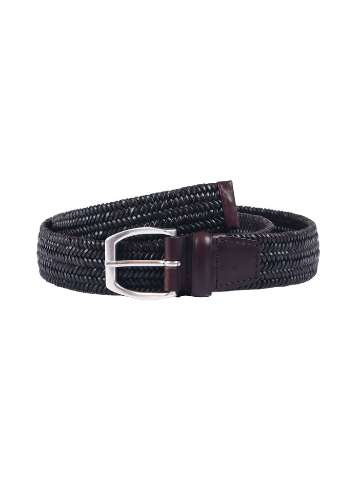 BELT Brown Calf Leather Viscose Elastane