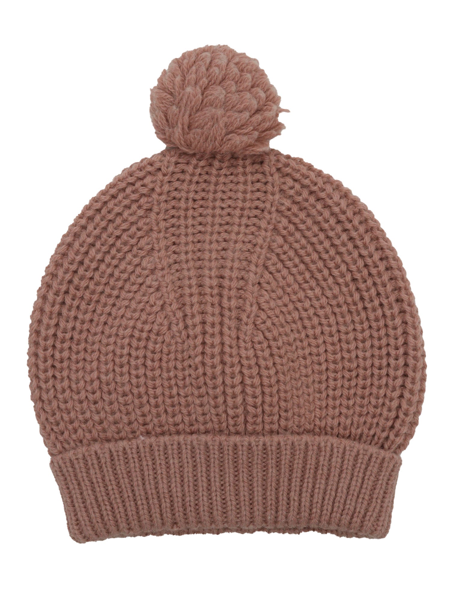 Pom-Pom Beanie Pink Merino Wool Acrylic Hat