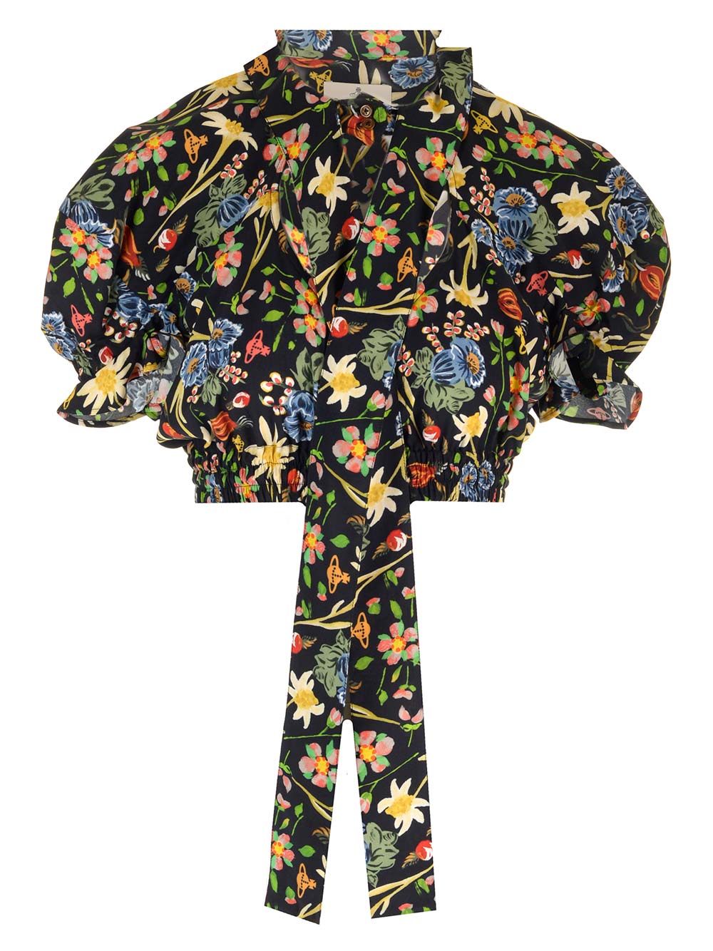 crop top Folk Flower White Viscose Tops