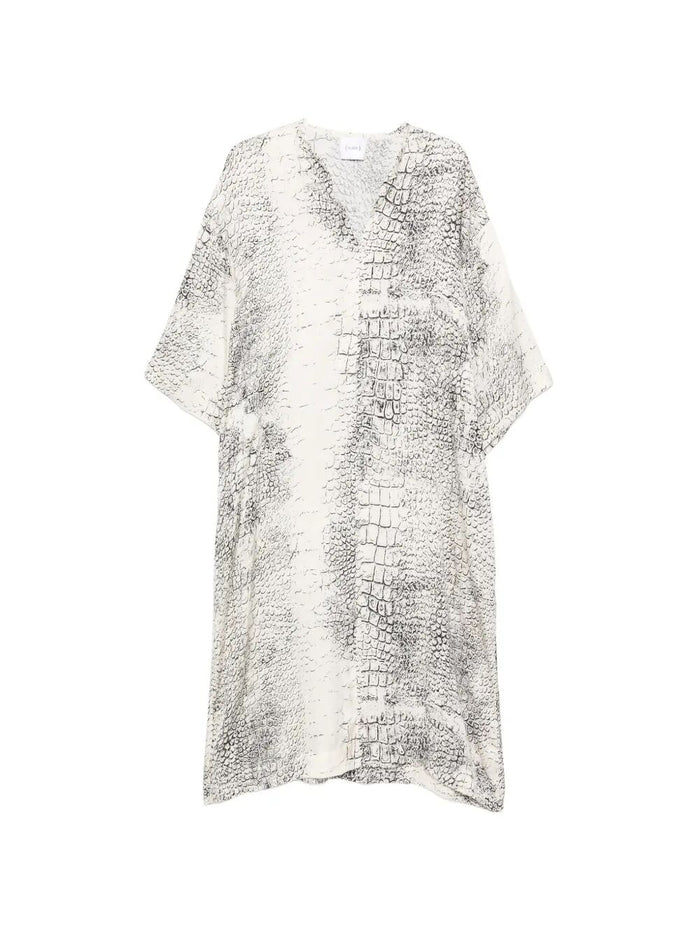 Neck Animalier Dress White