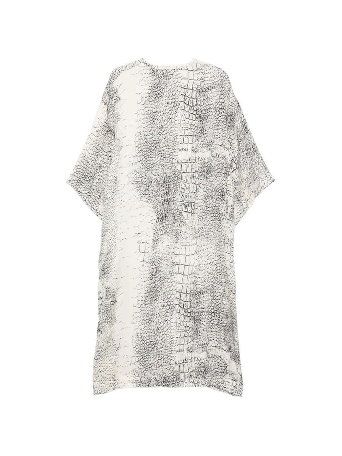 Neck Animalier Dress White