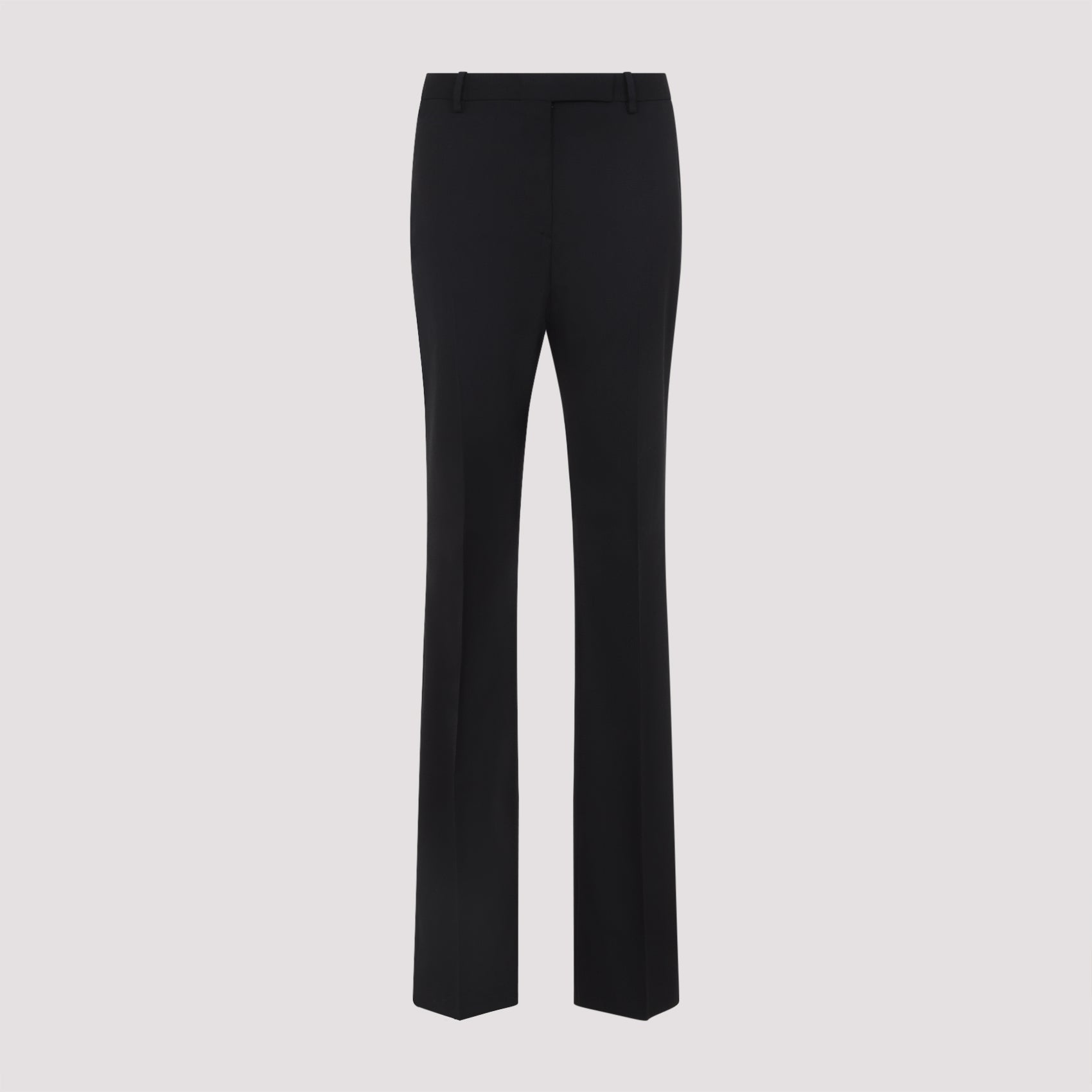 Tailored Straight Pants Black Wool Silk Mulberry