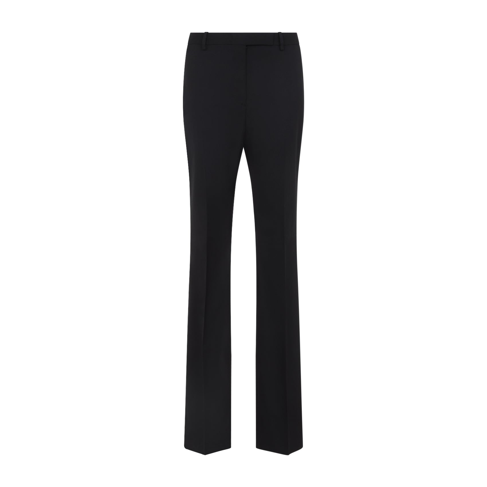 Tailored Straight Pants Black Wool Silk Mulberry