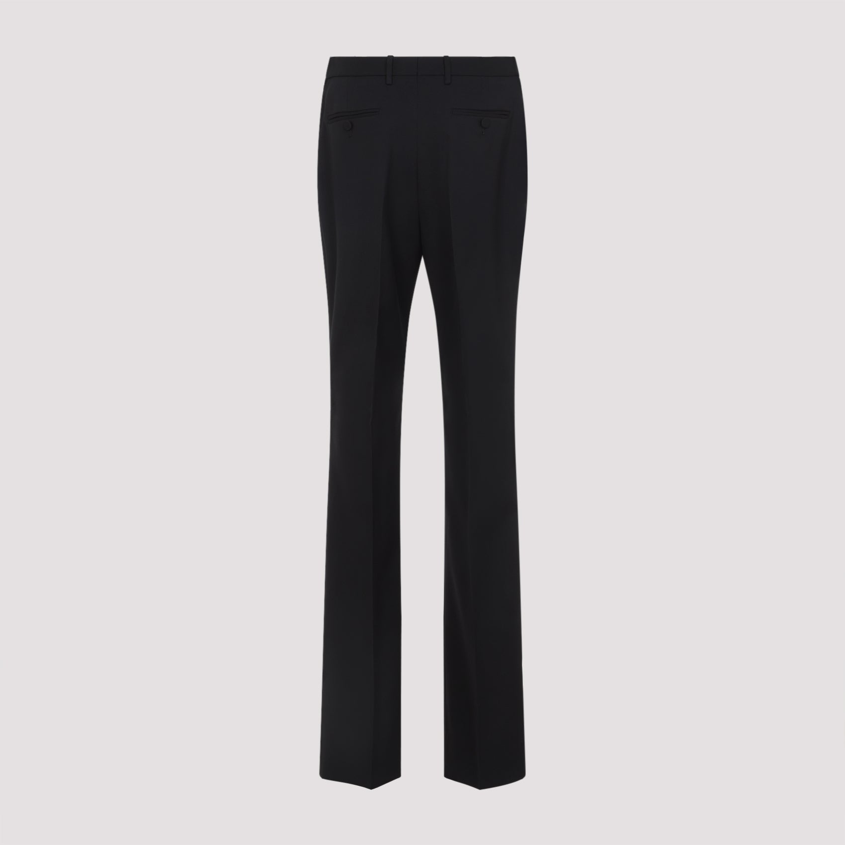 Tailored Straight Pants Black Wool Silk Mulberry